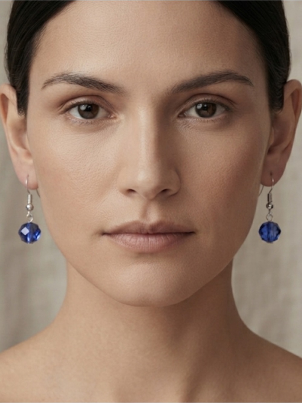 Blue Crystal Drop Earrings by